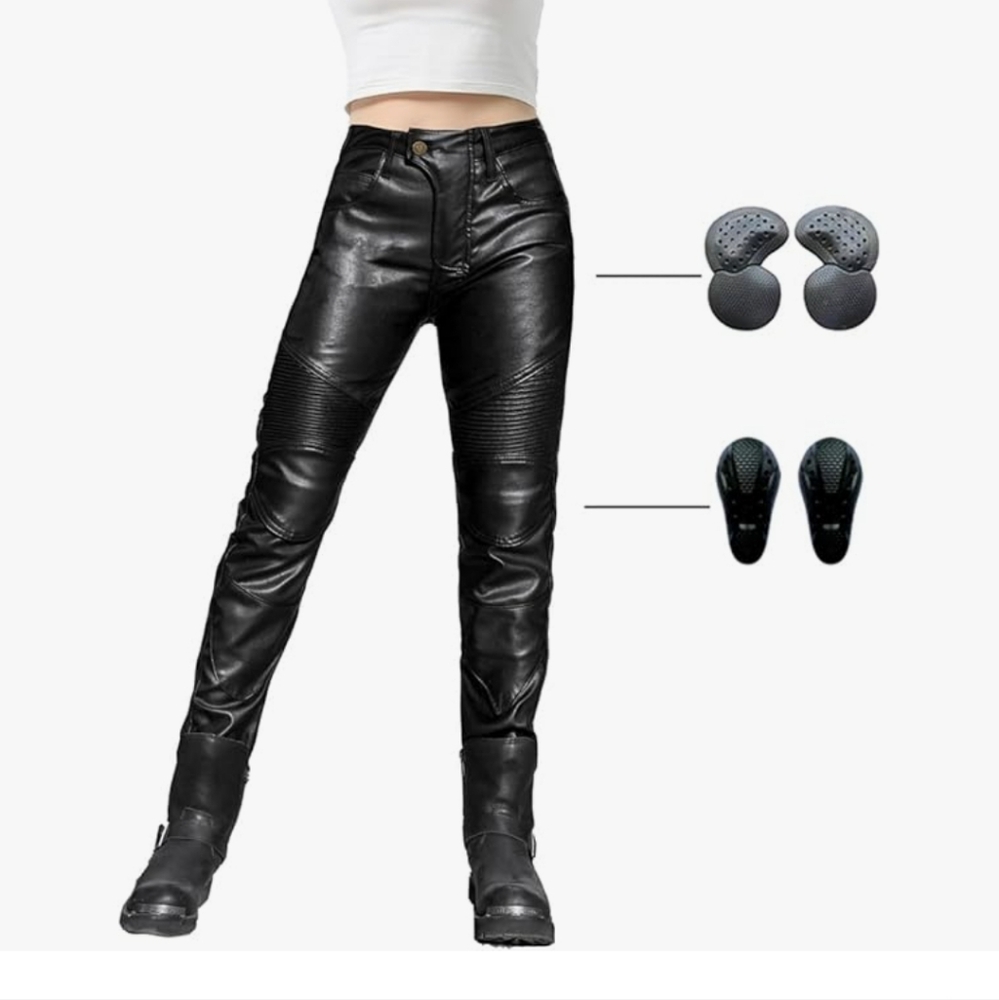 Womend Black Motorcycle Pants with Protective Pads. NWOT, not worn.